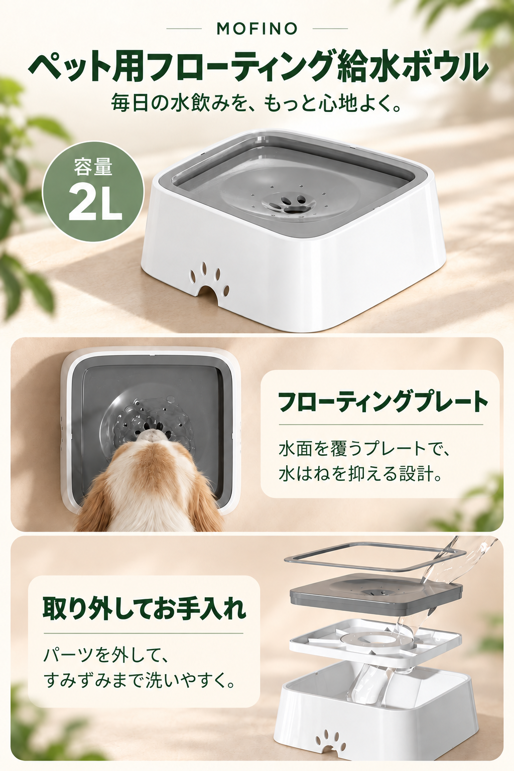 Mofino 給水ボウルの特徴とお手入れ